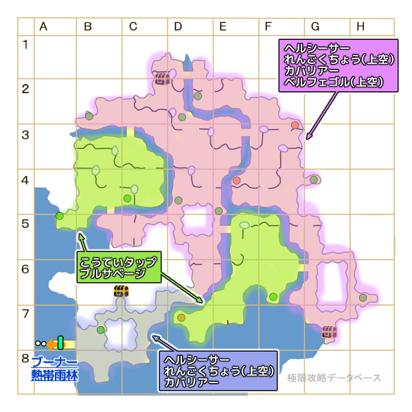 ケラコーナ原生林モンスターマップ